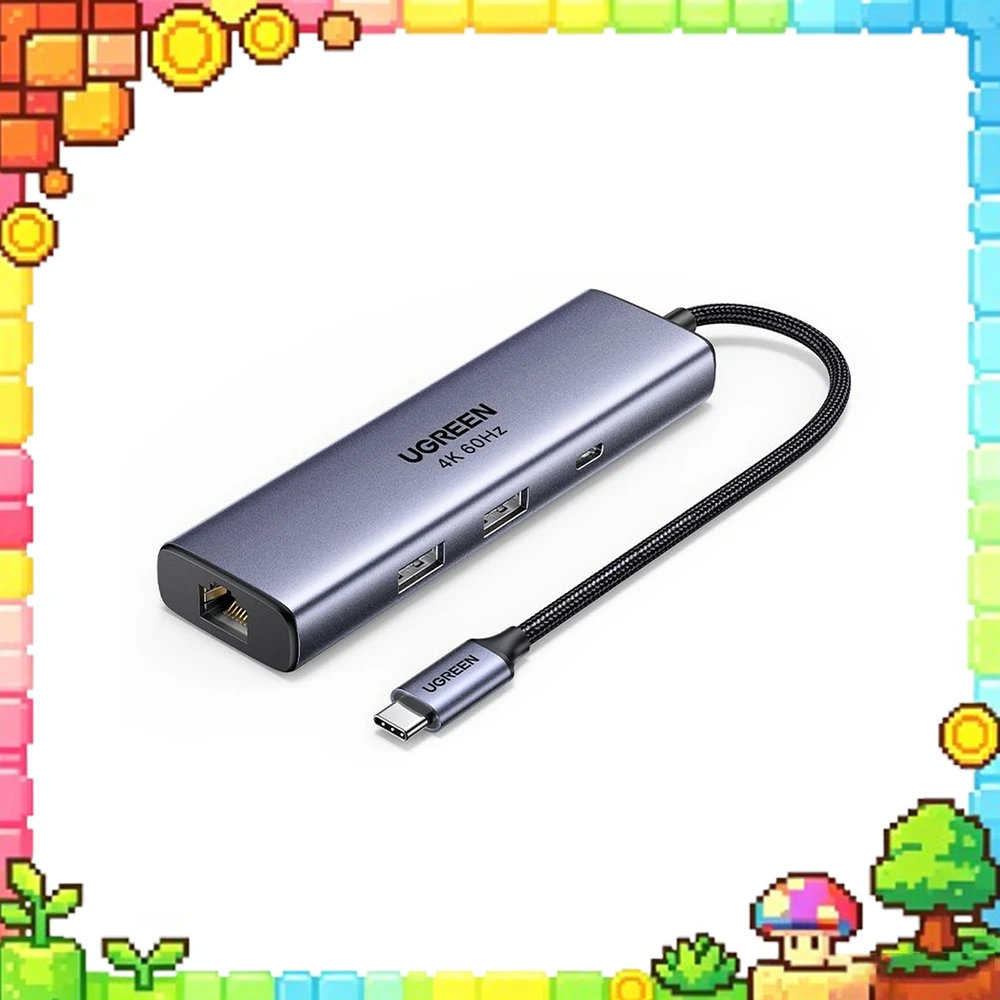 UGREEN 50985 4 Port USB 3.0 Hub Ultra Slim USB A Splitter with Auxiliary Power Port for Laptop PC MacBook Flash Drive HDD.
