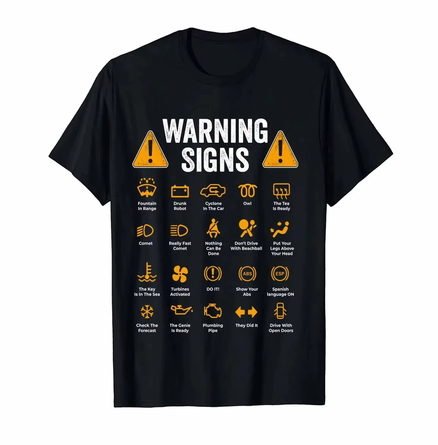 Funny Driving Warning Signs Graphic Tee Unisex Round Neck Y2K Auto Mechanic Driver Gift Summer Casual Fashion Streetwear Tops
