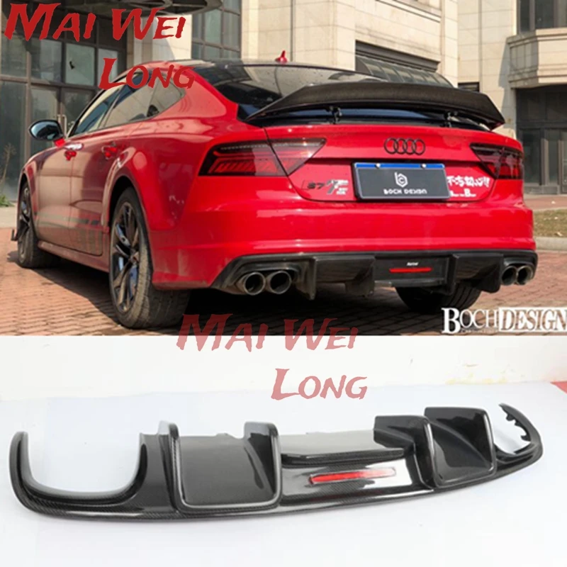 For Audi A7 S7 Rs7 2016 2017 2018 2019 Carbon Fiber Rear Bumper Diffuser Lip Spoiler High Quality Car Accessories