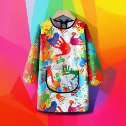 Children's Painting Long Sleeved Apron Waterproof Cover Drawing Kindergarten Art Painting Reverse Graffiti Eating Bib Kids Apron