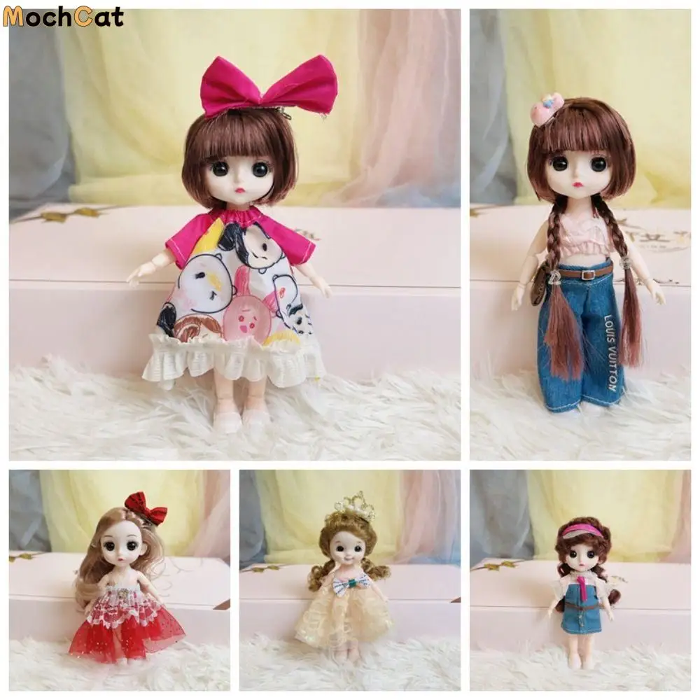 

Movable Joints Simulated BJD Doll With Clothes Shoes Colorful Mini Girl Doll Kawaii Lifelike Movable Joints Mini Girl Doll