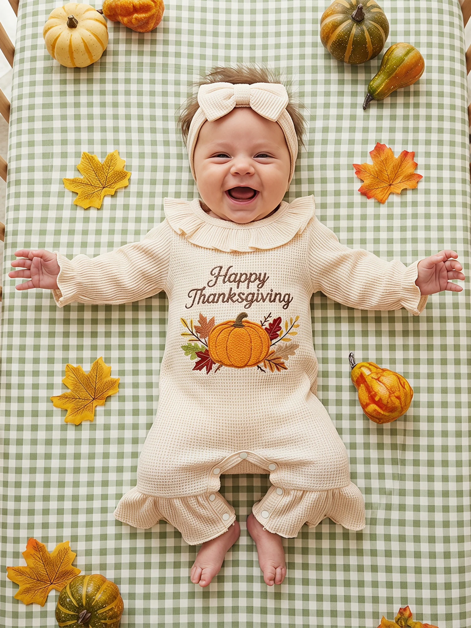 2 Infant Girl Pcs Infant Girl 2 Pcs Infant Thanksgiving Sleeve Romper Romper- Long Sleeve Latest 2 Pcs Infant