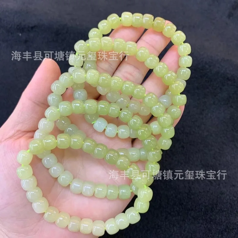 Natural Hetian Jade Gradient Vintage-Style Bead Bracelet Material, Delicate And Fashionable, Versatile