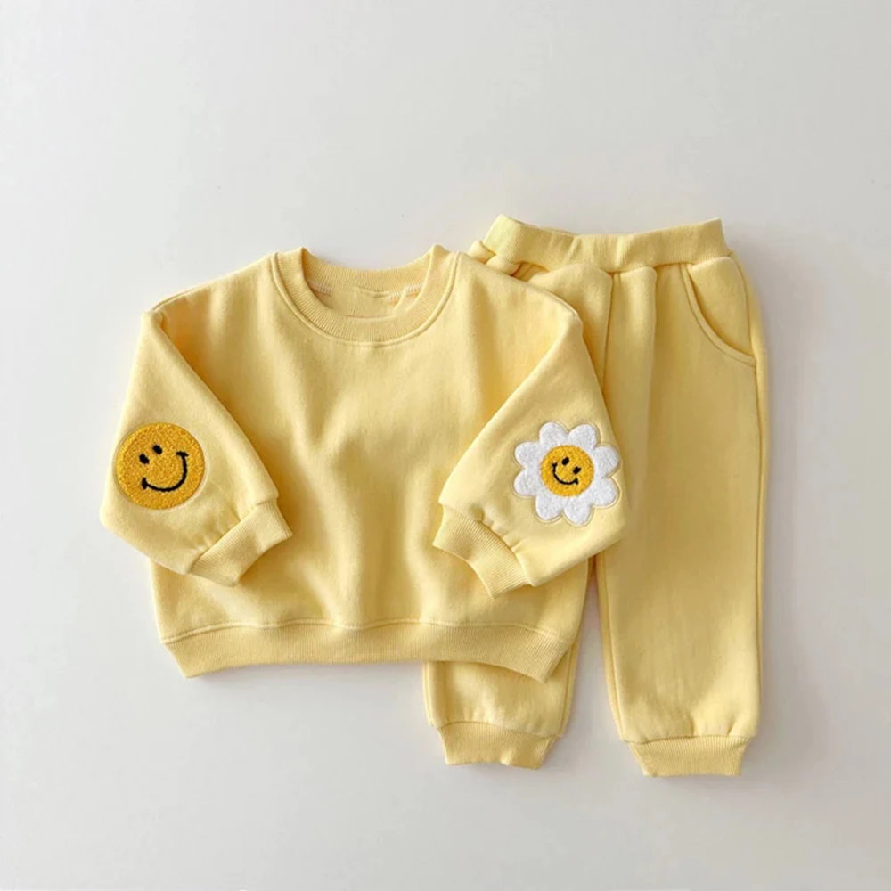 Melario Korea Baby Boys Clothing Sets Spring Autumn Cotton Clothes Children Sweatshirt Baby Girls Pullover Tops+ Pant Suits 2PCS