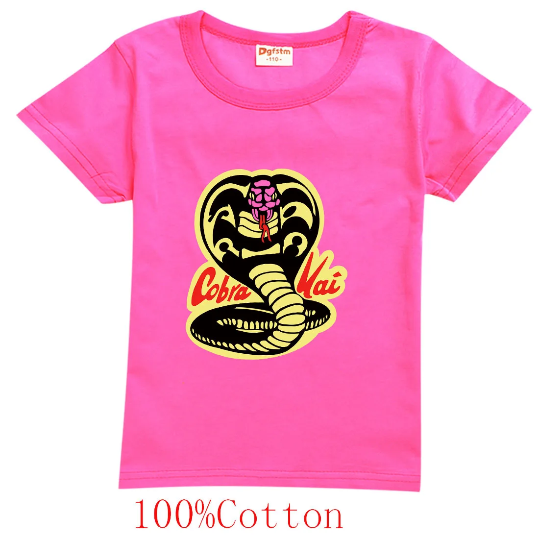 Moda meninos de algodão de manga curta t-shirts cobra kai impressão crianças roupas da criança meninas verão topos crianças t camisa 2-15 anos