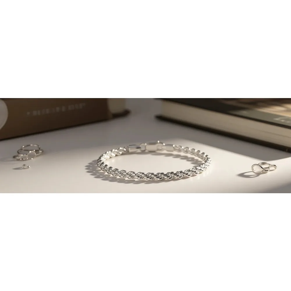 

Браслет-цепочка с алмазной огранкой из стерлингового серебра и золота для мужчин и женщин