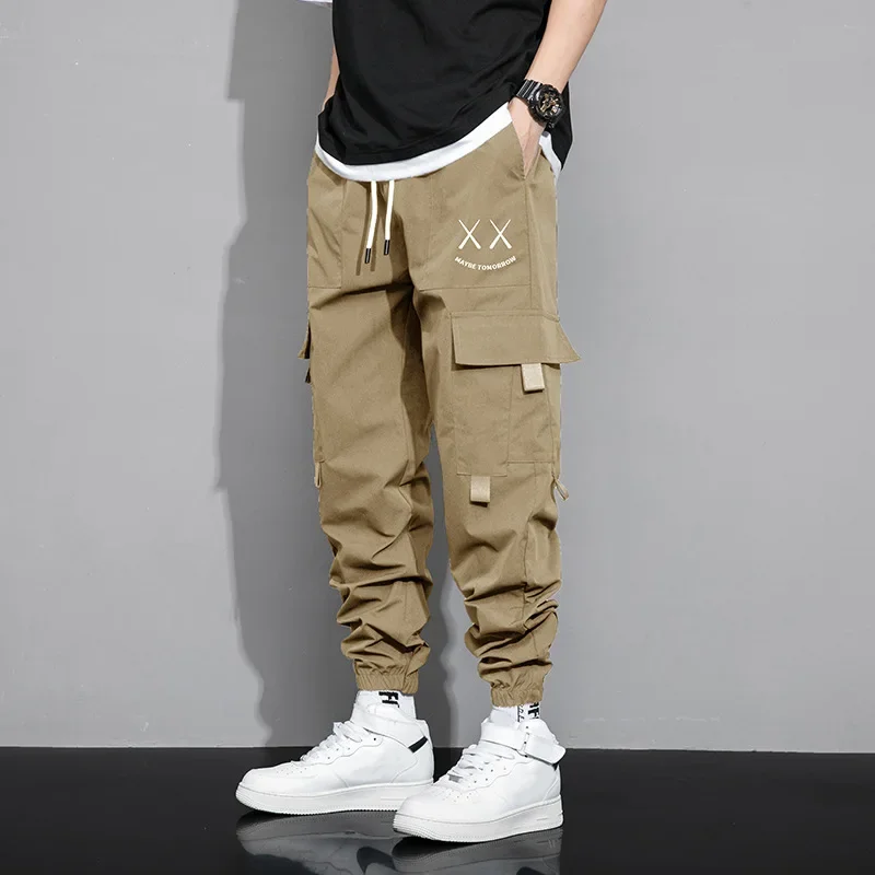 Spring and Summer New American Cargo Casual Loose Harlan Bunched Feet Multi-pocket Outdoor Trend Pants Men