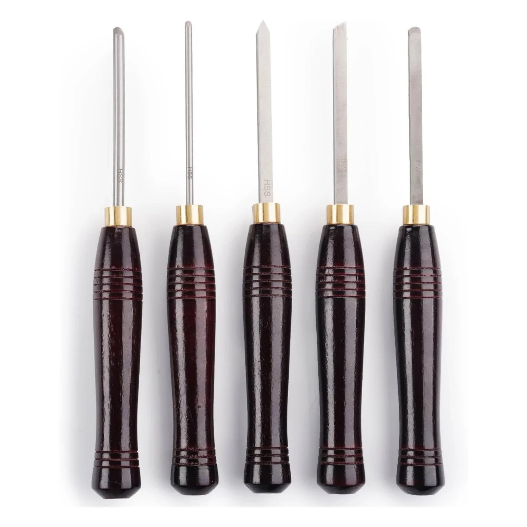 

5pcs HSS Wood Turning Tools Lathe Chisel kit with Wooden Box High Speed Steel Woodworking Tool Set