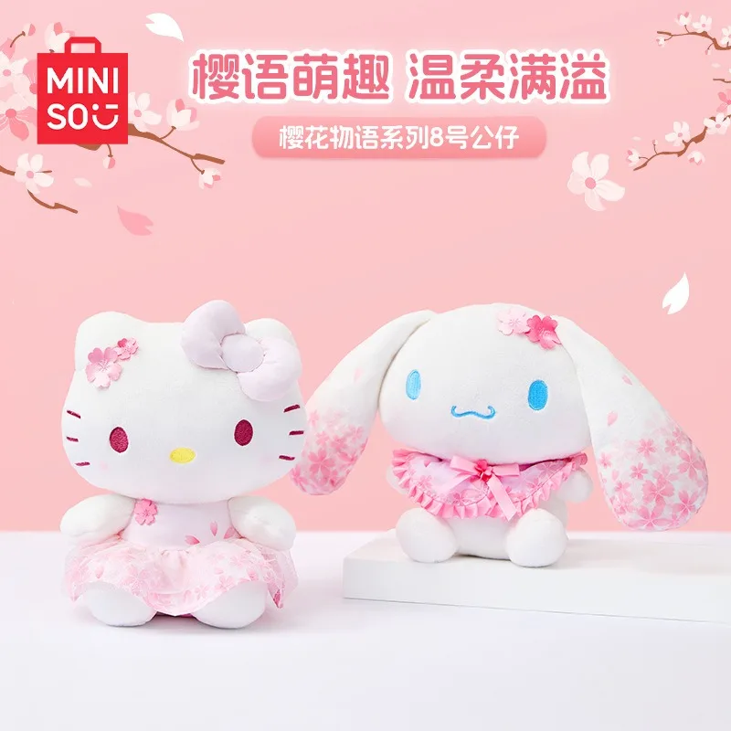 

Sanrio Hello Kitty Cinnamoroll Plush Toy MINISO Sakura Story Series No8 Anime Stuffed Doll Kawaii Soft