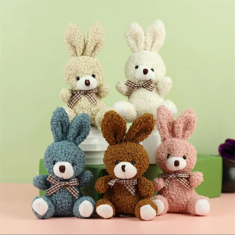 

1PCS Cartoon Cute Bow Tie Sitting Posture Little Rabbit Doll Children's Toy Plush Pendant Backpack Keychain Rabbit 15CM