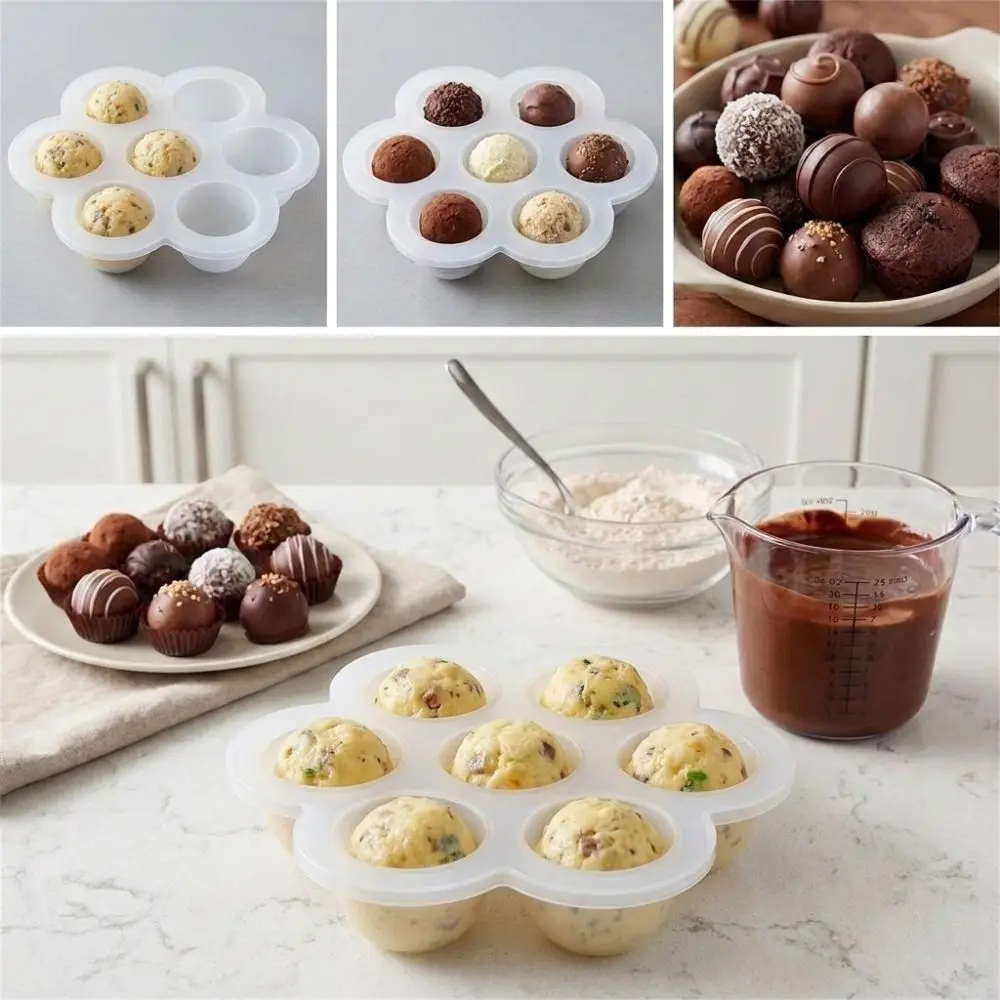 Innovative Flower Shape Ice Mold Tray 7 Hole Transparent Baking Utensil Non Stick Silicone Food Storage Container Kitchen
