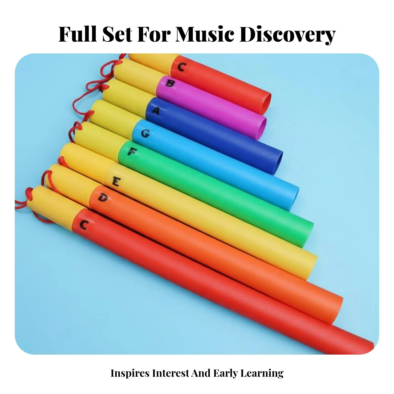 Image 5: Ensemble de 8 flûtes diatoniques à 8 notes, colorées arc-en-ciel, pour le développement des aptitudes et le jeu interactif