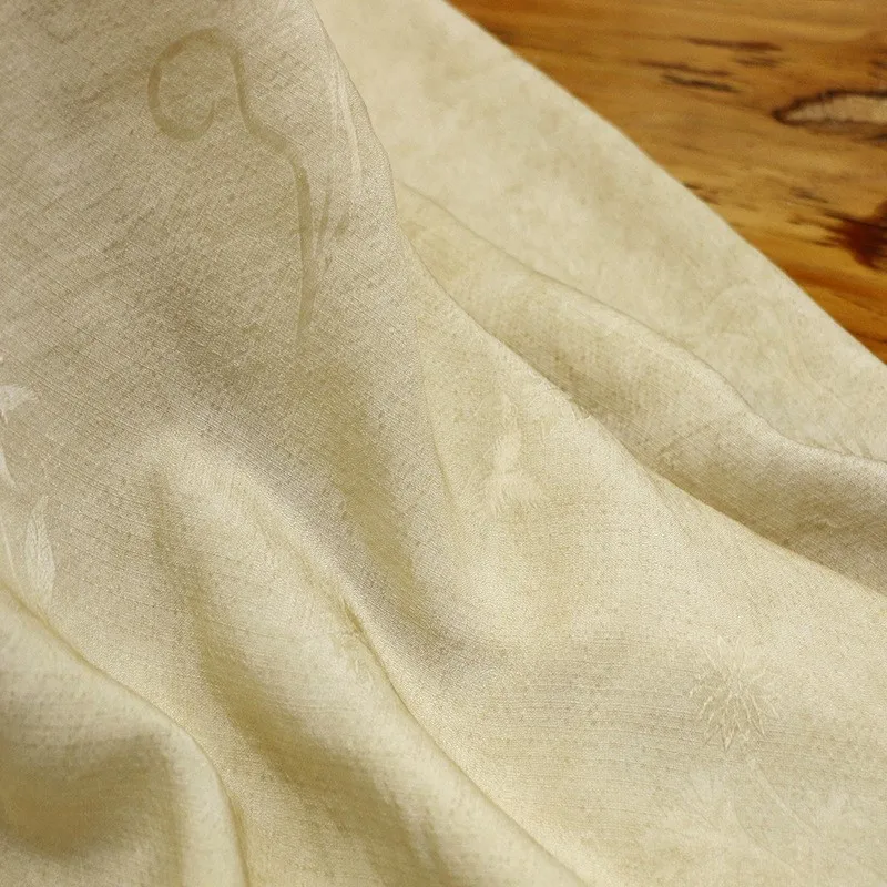 

Natural tussah silk jacquard fabric ancient soil-dyed artistic style Hanfu cheongsam