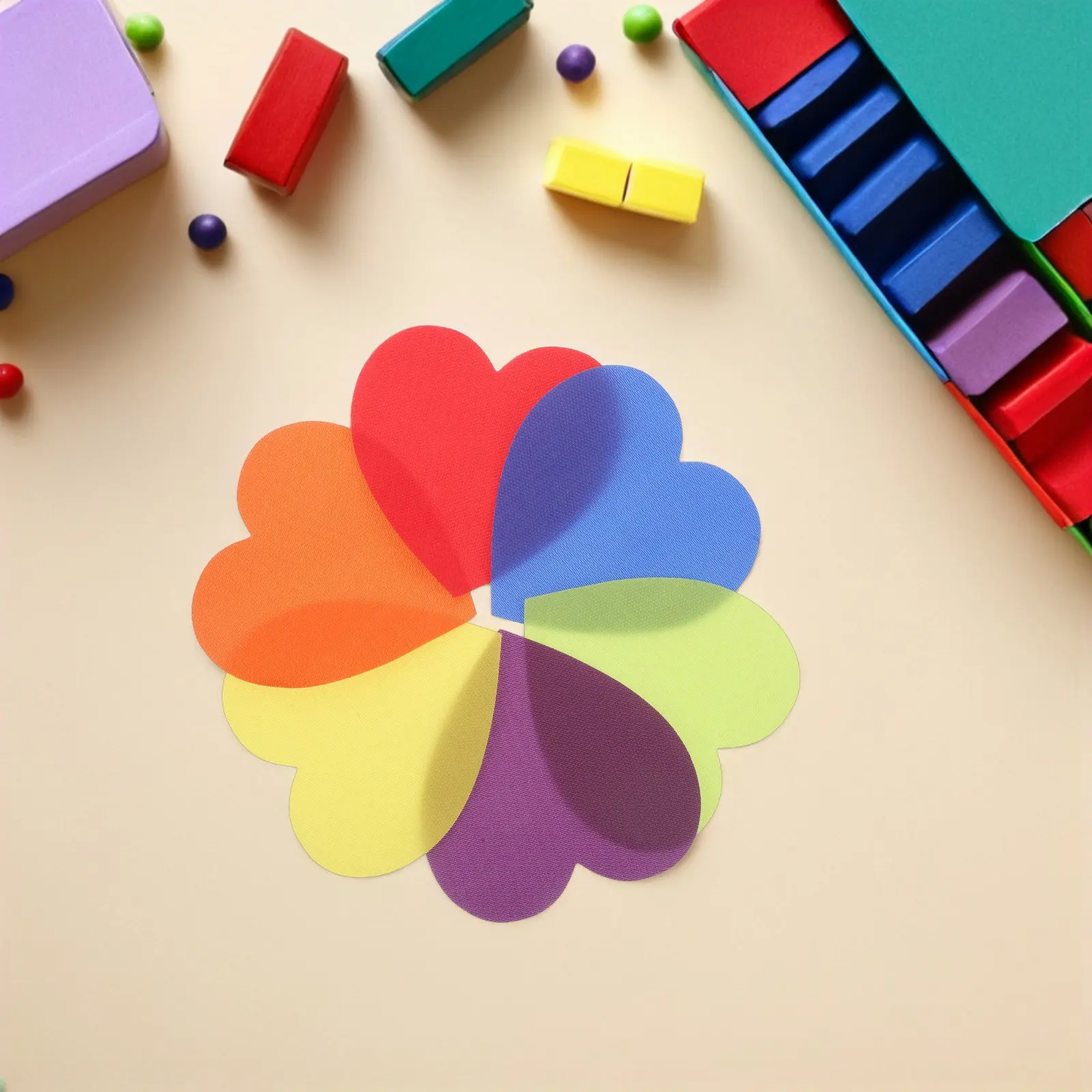 30Pcs Colorful Heart Carpet Spot Markers 125Mm Classroom Floor Dots Nylon Positioning Markers for Preschool Teacher Carpet Dots