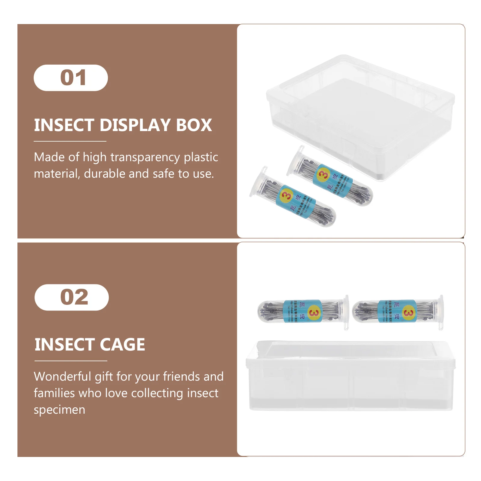 1Set Transparent Specimen Box Kit Durable Plant Insect Display Case Specimen Display Box Education Tool Cage Capture Tool