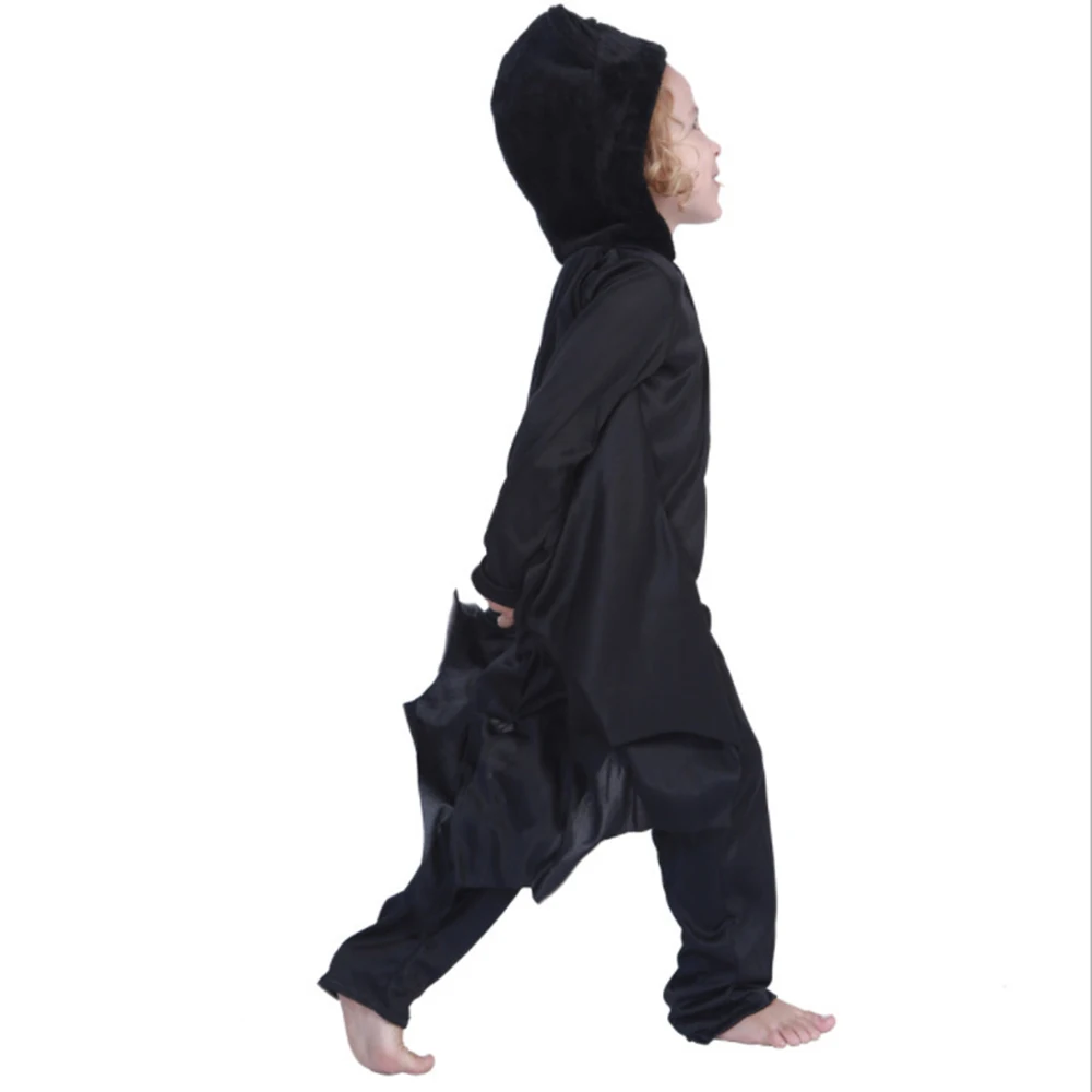 Costume de Chauve-Souris Noire pour Enfant Garçon et Fille, Tenue Amusante, à Capuche, pour Halloween, Vampire, Cosplay, Ensemble de Vêtements de ix