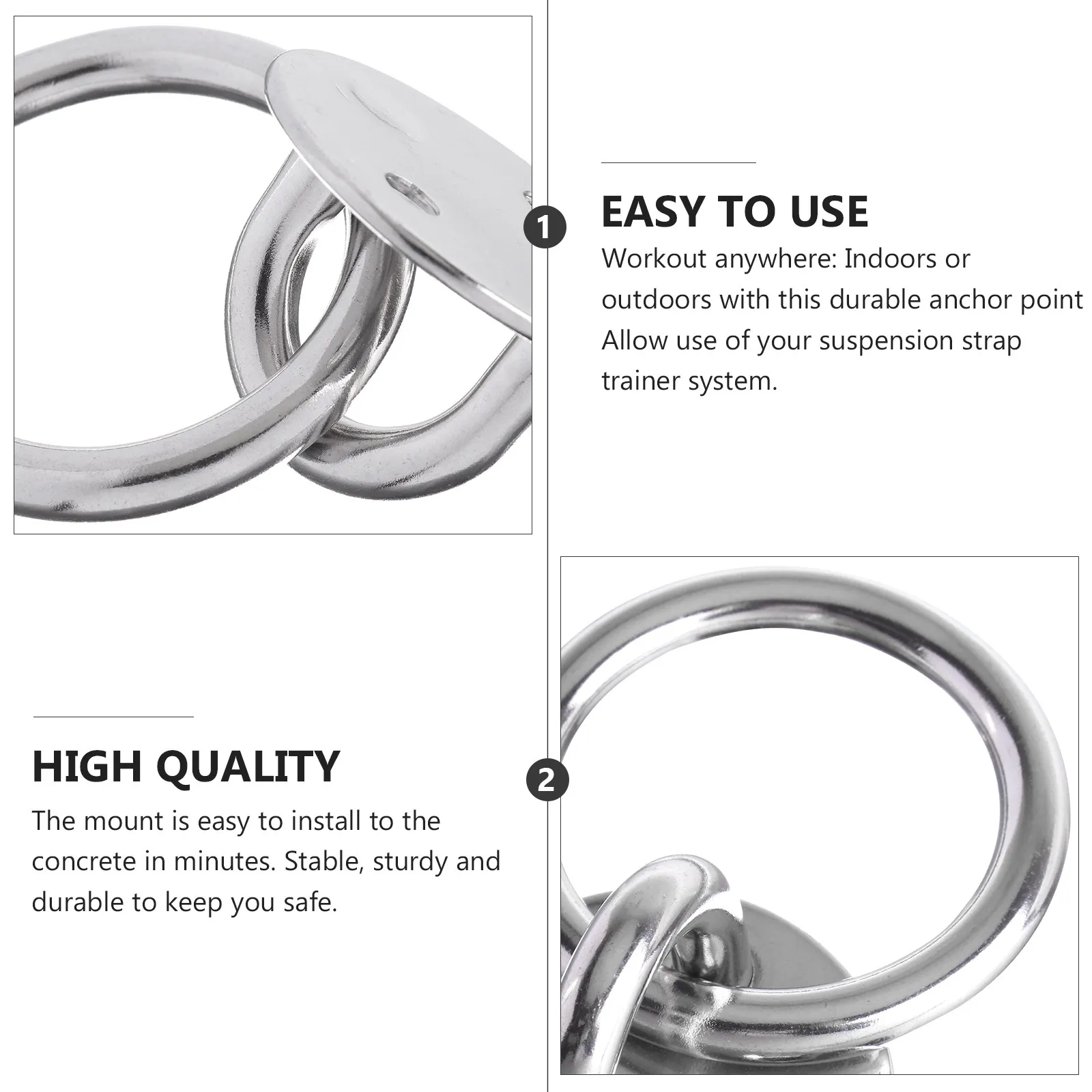 1Set Stainless Steel Fixed Disk Wall Ceiling Mount for Suspension Straps Yoga Swings Gym Rings Battle Ropes Trainer