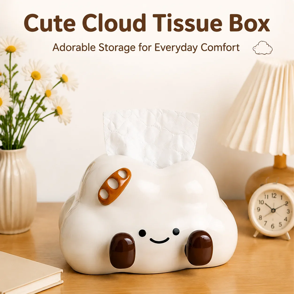 Light luxury cloud ceramic tissue box, new ceramic dining table napkin box, delicate desktop storage decoration