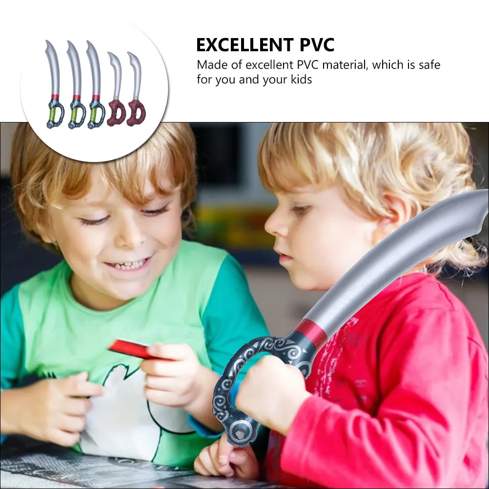 

5pcs Inflatable Pirate Sword Pvc Simulation Sword For Kids Thickened Halloween Festival Decoration Role Easy