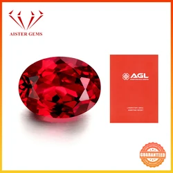 Top Pigeon Blood Oval Shape Lab Grown Ruby Loose Gemstones with AGL Certificate