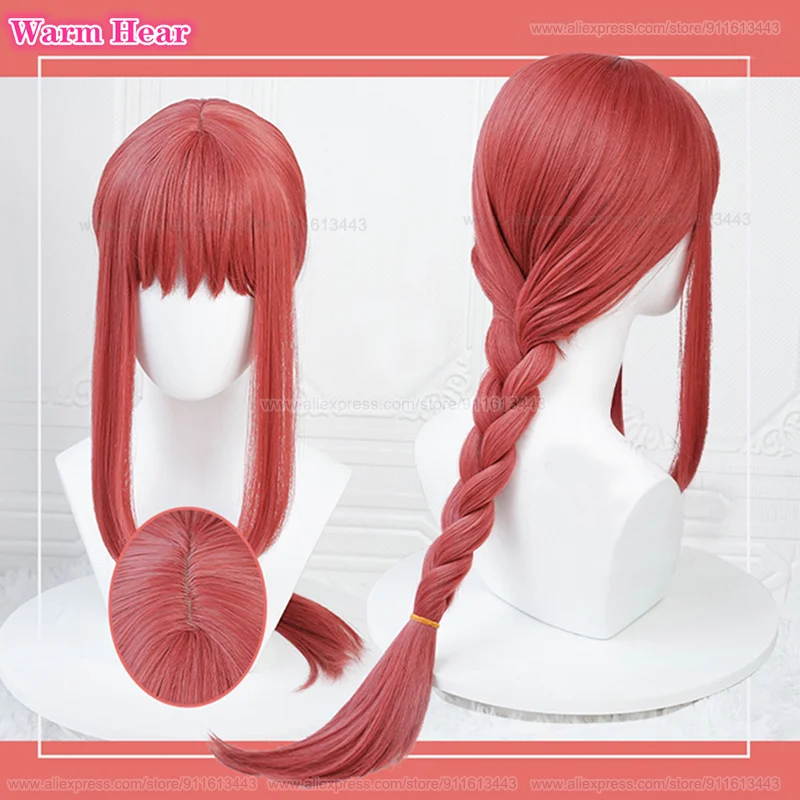 High Quality 70cm Long Makima Cosplay COS Wig Rose Braid Makima Wigs Heat Resistant Halloween Cosplay Anime Woman Wigs + Wig Cap