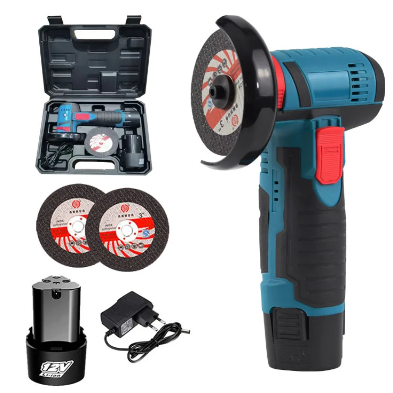Mini Brushless Angle Grinder com Bateria de Lítio Recarregável Cordless Polimento Máquina Diamante Corte com Acessórios 12v