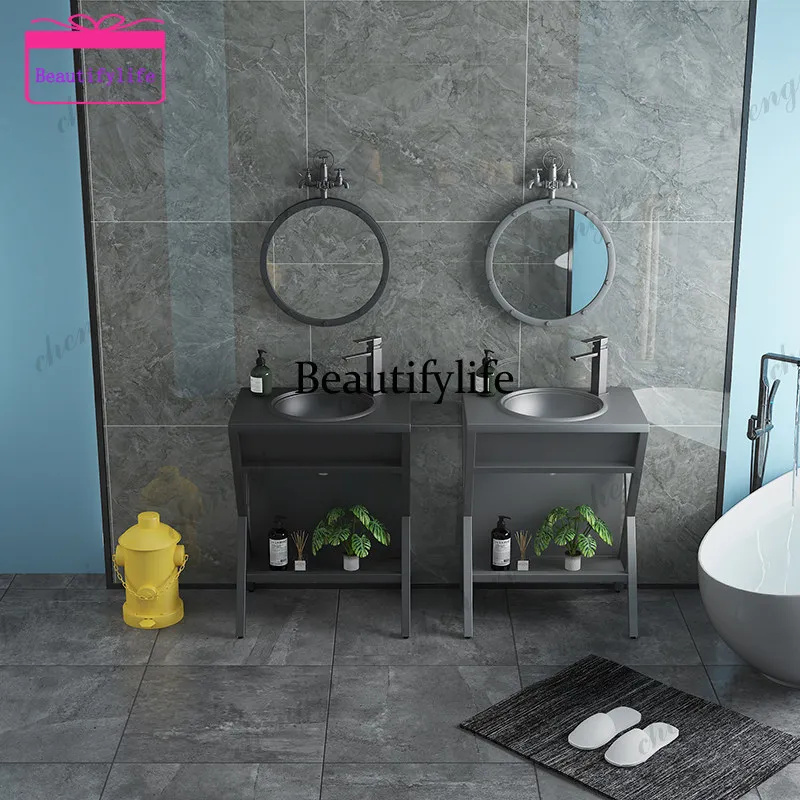 A17 Retro industrial wind wash basin creative wash basin wrought iron wash basin integrated floor column type