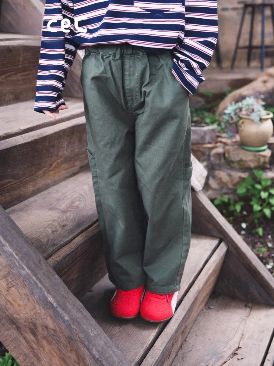 Outdoor Children's Workwear Pants Straight Leg Loose Fit Spring Autumn New Style Hiking Camping Wind Cotton Trousers for Girls