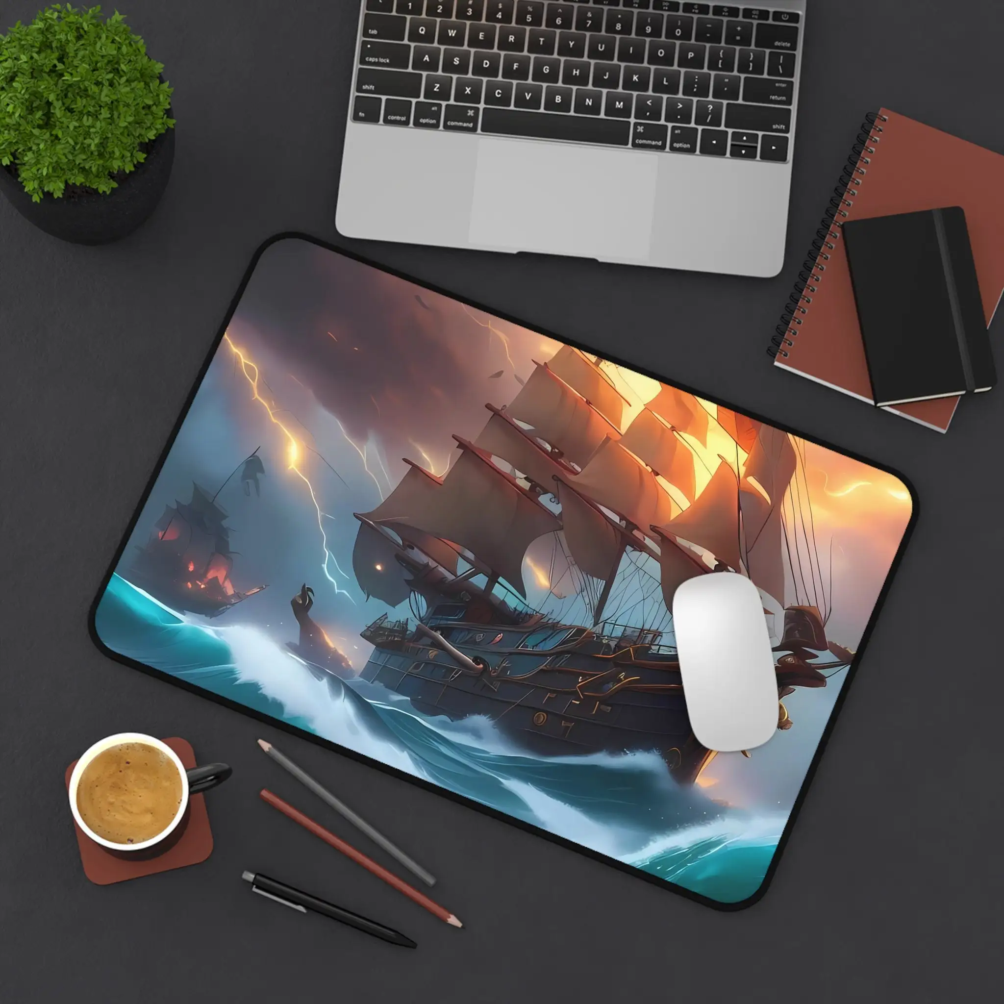 

Pirate Ship Storm Table Pad, Pirate Sea Lovers Mouse Pad, XXL Non-Slip Waterproof Gaming Mouse Pad, Perfect Gift for Friends