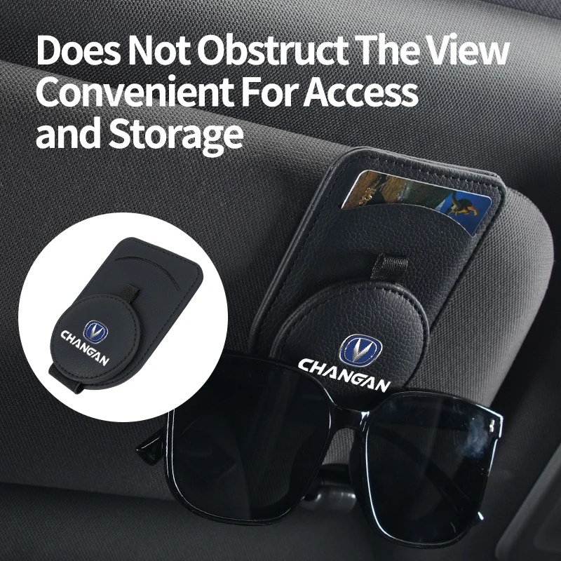 Universal Car Sunglasses Clip Leather Ticket Card Holder Auto Accessories For Changan CS75 CS35 CS15 CS95 RAETON CX70 CS55