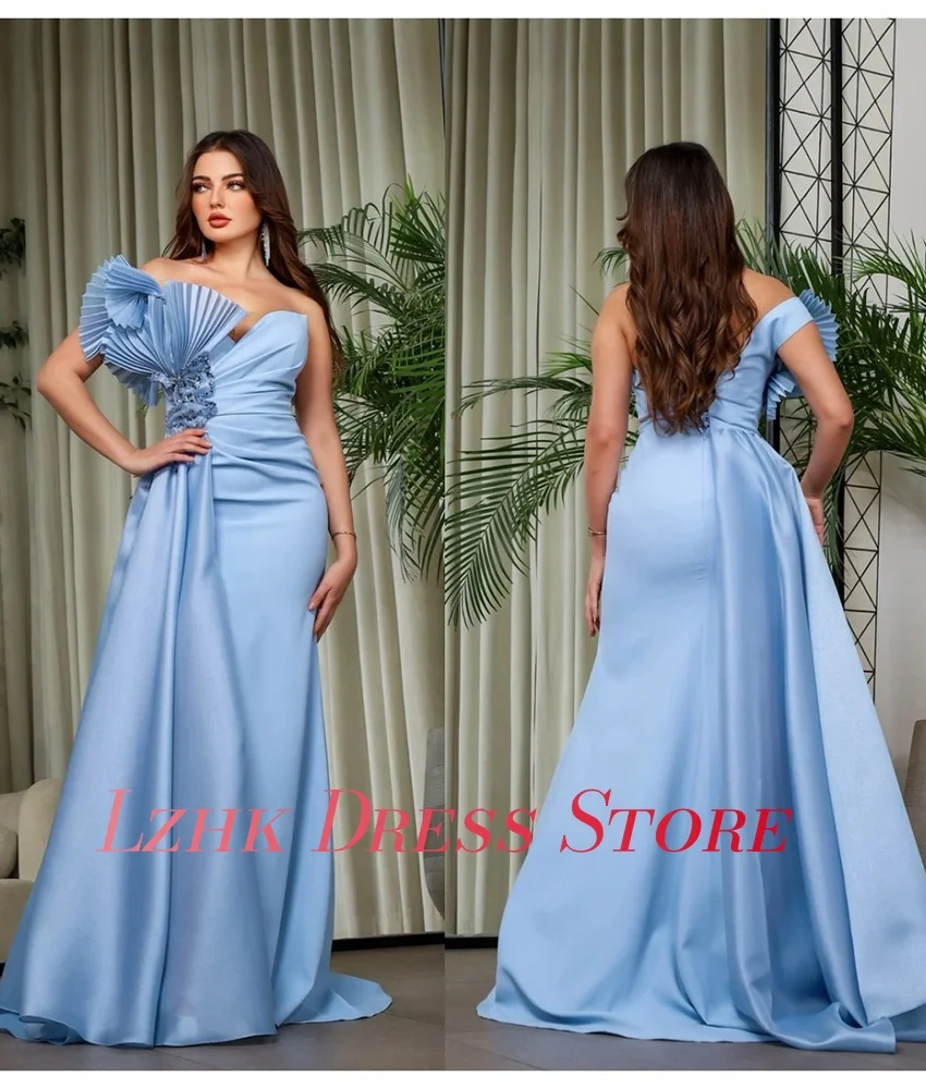 تخصيص رائعة جيرسي حورية البحر كتف واحد مطرزة الديكور كريستال مساء اللباس حساسة الطابق طول فساتين حفلة موسيقية