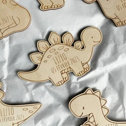 Personalized Save the date Magnets Laser Cartoon Dinosaur Wood Magnet Gifts for Guests, Baptism decoration, Party Favors Gifts