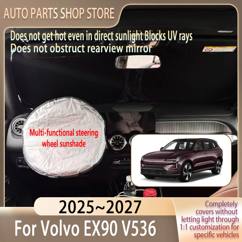 For Volvo EX90 2025~2027 26 Steering wheel Car Sun Visor Summer Cooling Auto Accessories Front Windshield Sunshade Heat Insulati view 2