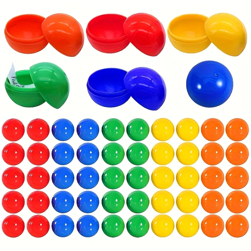 100 Cápsulas Redondas Vazias Coloridas de Plástico de 1,26'' para Máquinas de Venda Automática Gashapon, Lembrancinhas de Festa e Artesanato DIY