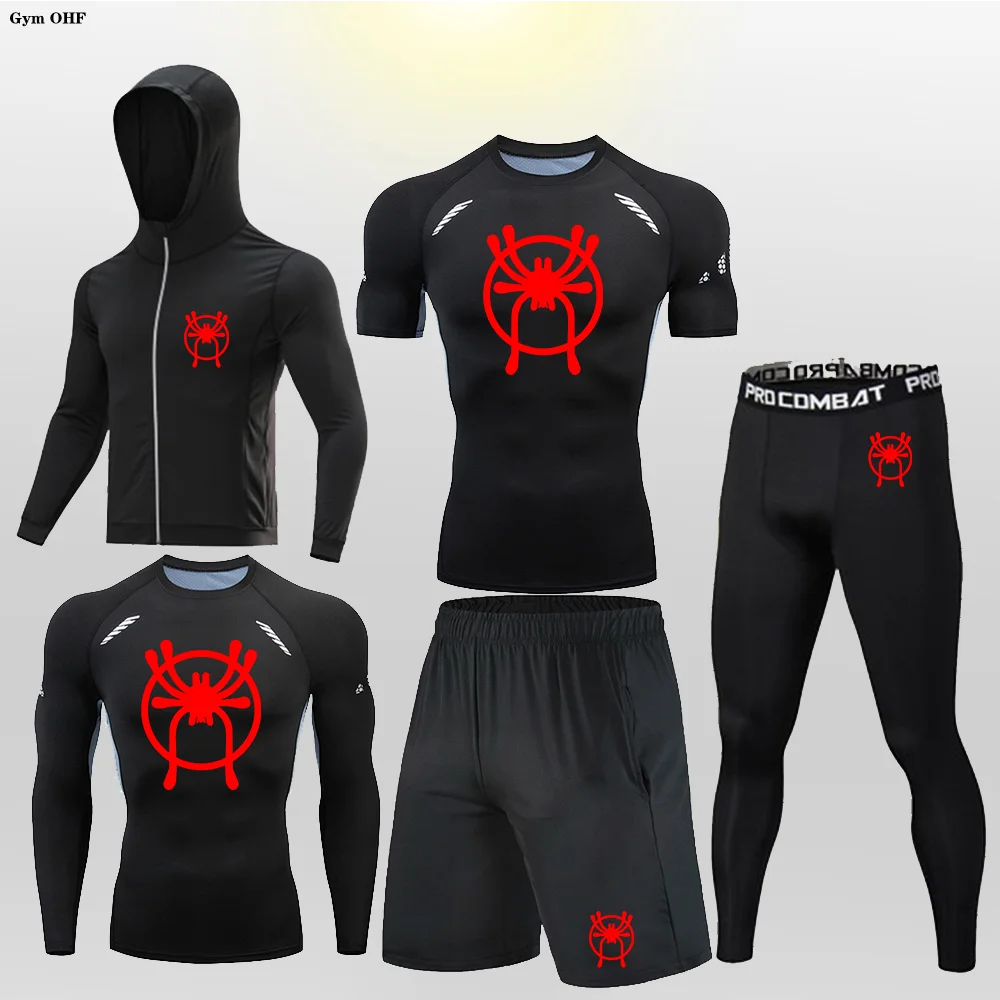 

Training Suit Men's Compression Sets Sportswear MMA Rash Guard Tights Long Sleeves Shirt Sport Cycling Tracksuit Men Gym Jogging