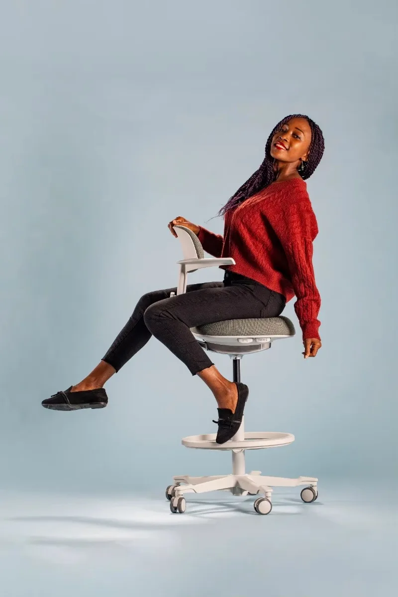 Commercial Chair Swing Stool Seat Height Adjus  Ergonomic Swivel Chair Balance Stool Bar Chair with Foot and Back