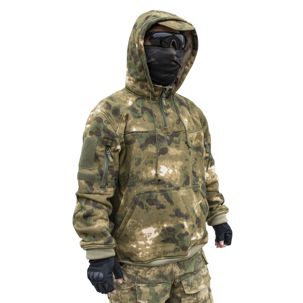 Tactics Camouflage Hooded Hoodie Autumn And Winter European Code Men And Women Do Not Fade YKK Zipper