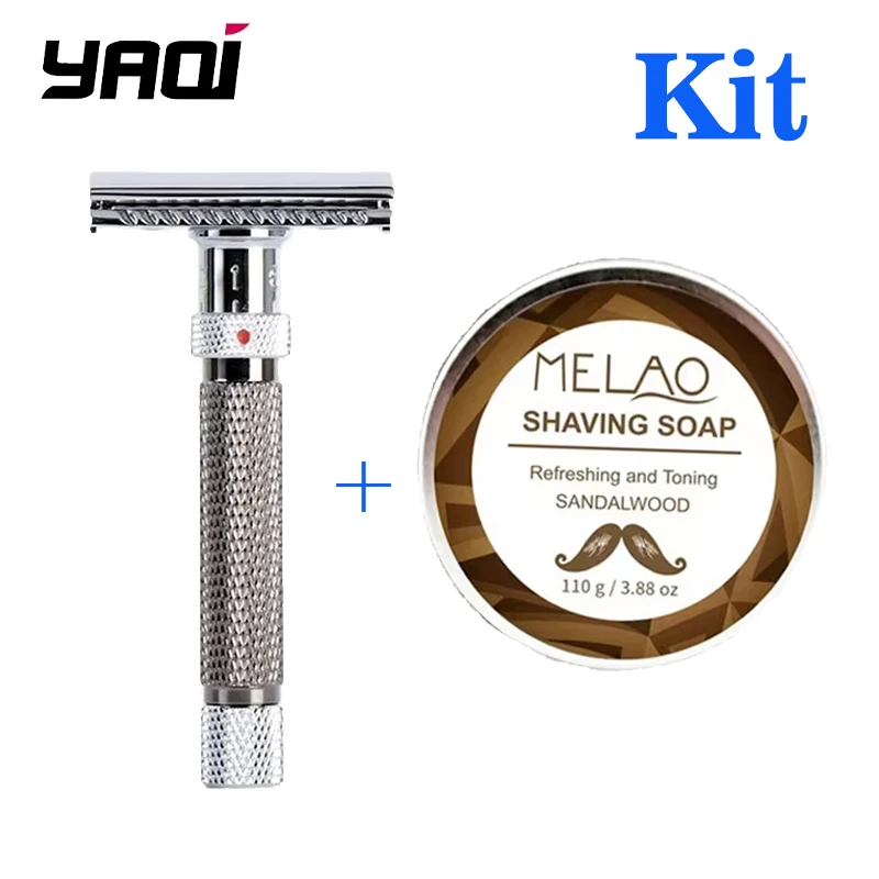 Yaqi Регулируемая безопасная бритва Final Cut Chrome и цвета бронзы для мужчин, бритва и набор мыла для бритья