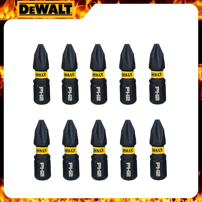 DEWALT PH2 25MM Impact Bits Set HSS Driver Head Electric Screwdriver Electric Drill Non-Slip Black Style Power Tool Accessories