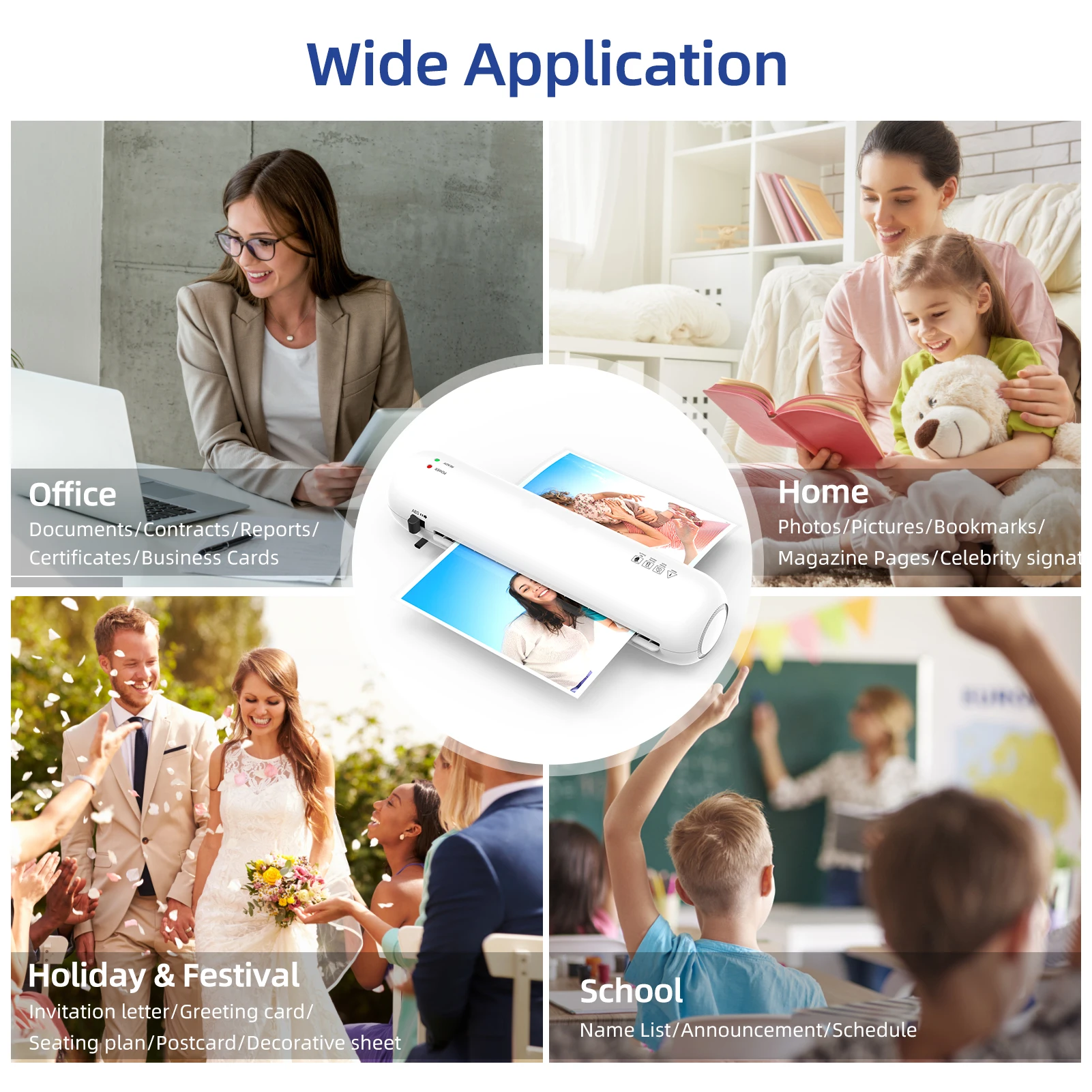 آلة تصفيح سطح المكتب مجموعة التصفيح الساخن والبارد 2 نظام البكرة الأسطوانية 9 بوصة أقصى عرض ل A4 230 مللي متر الترقق الحقائب الأبيض