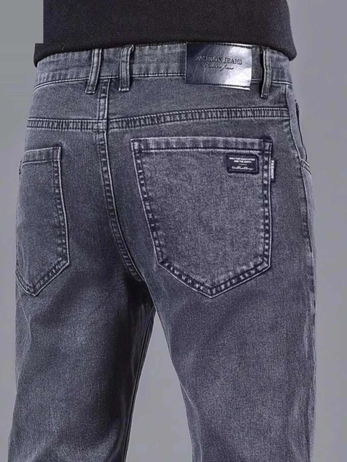 Loose Straight Leg Men's Jeans Black Casual Fashion Urban Style High Elasticity Wear Resistant Zipper Fly Youthful Spring Autumn
