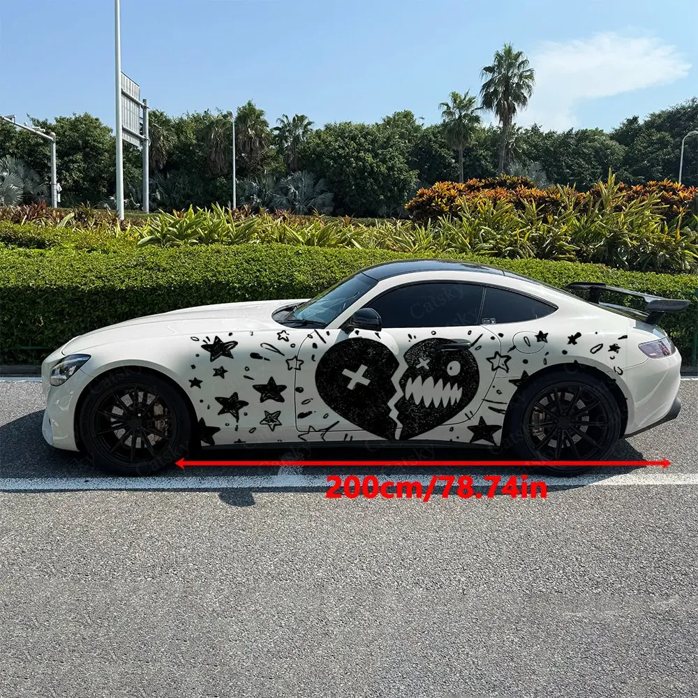 2pcs Ink Star Broken Heart Soul, Durable, Fade-resistant, Enhance Vehicle Aesthetics With Bold Artistic Design Car Vinyl Wraps