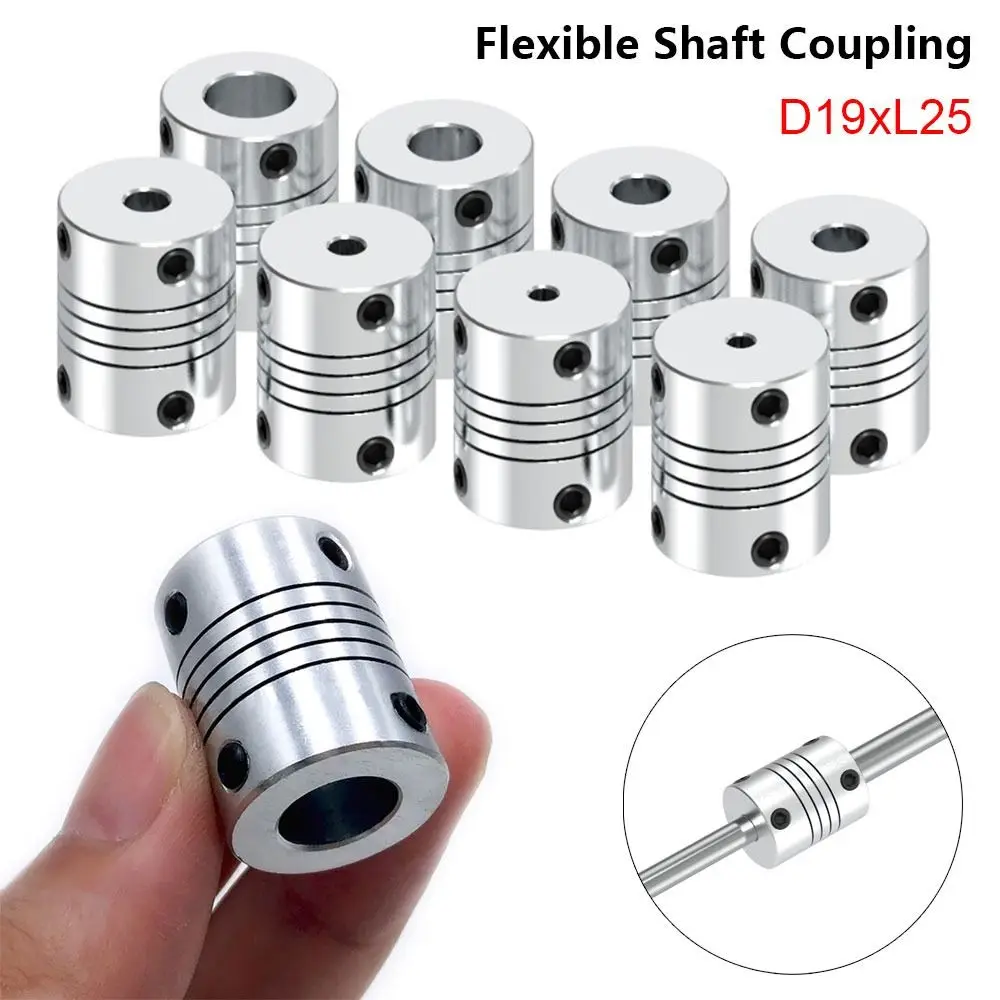 1Pcs D19xL25 Flexible Shaft Coupling 3-10mm Bore Z-Axis Stepper Motor Coupler Elastic Flexible Smooth Surface Joint Connector