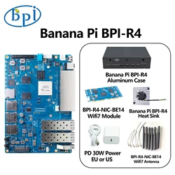 Banana Pi BPI-R4 Suit with Cases MediaTek MT7988A (Filogic 880) quad-core Arm Corex-A73 4GB DDR4 8GB eMMC Openwrt Router Board