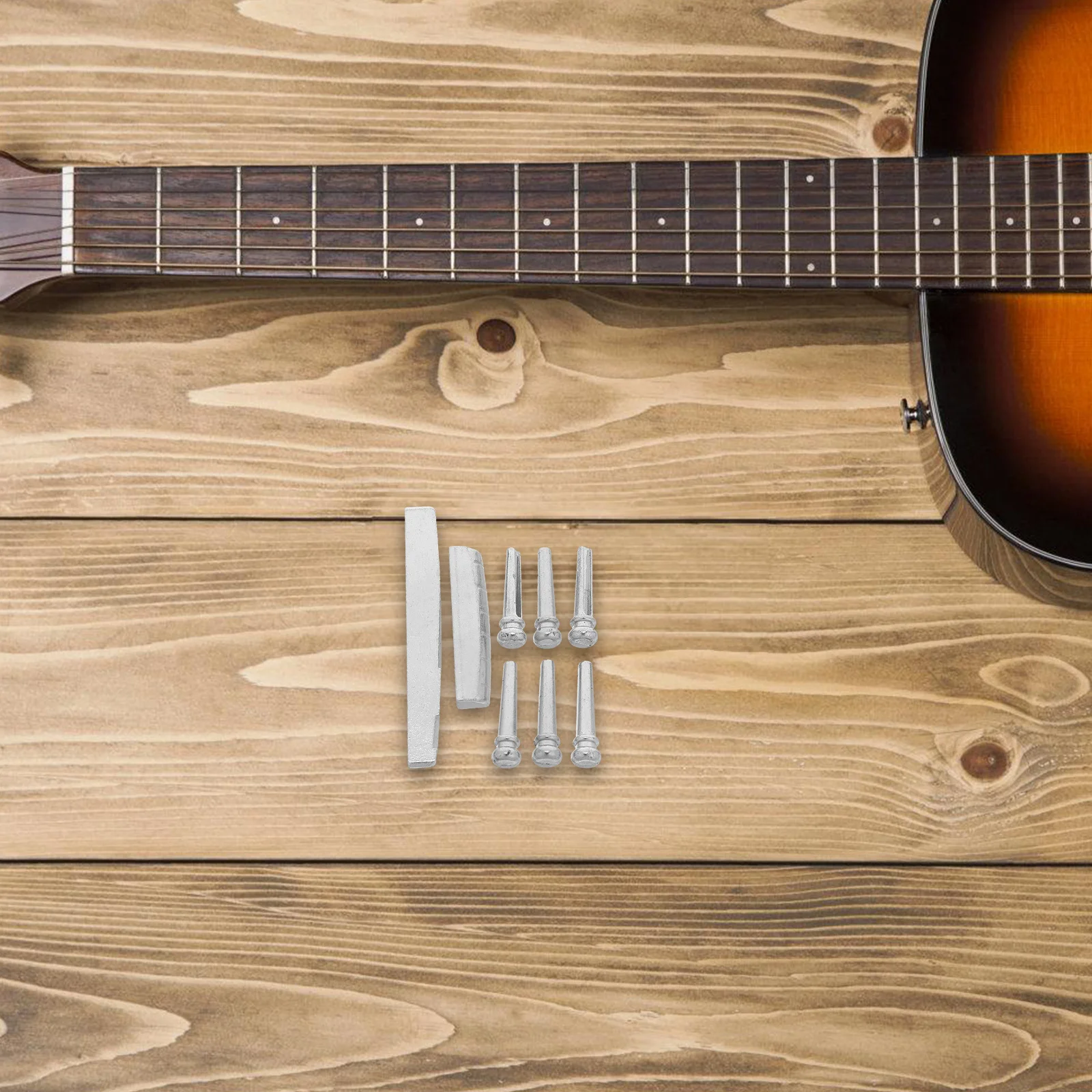 

1Set Acoustic Guitar Bridge Pins Saddle Nut Metal Folk Guitar String Pegs Tail Nail Peg Hole Replacement Parts
