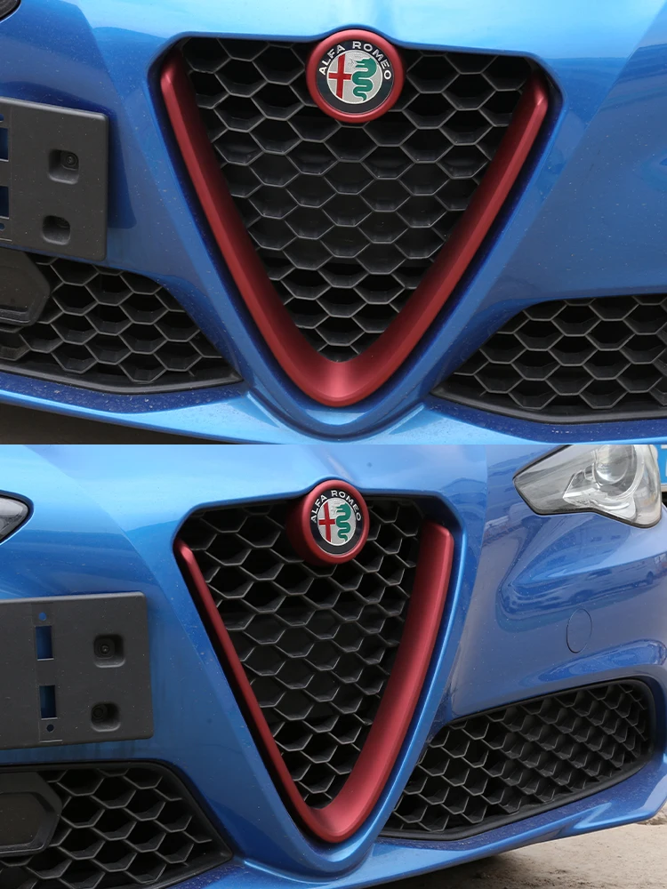 Aramox Voorste Grill Frame Glanzend Zwart - Compatibel Met Alfa Romeo Giulia & Stelvio 2017-2020