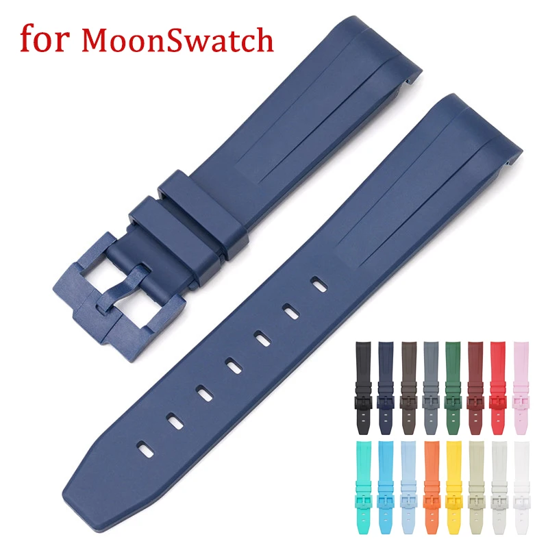 20mm Rubber Strap for Swatch x Omega MoonSwatch for Speedmaster Curved End Sport Waterproof tpu Replace Watch Band for Men Women