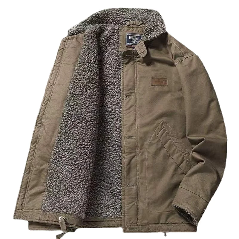 Giubbotto Bomber retrò uomo inverno Lambswool cappotto militare tattico capispalla Cargo cotone Casual allentato caldo addensare Deck soprabito