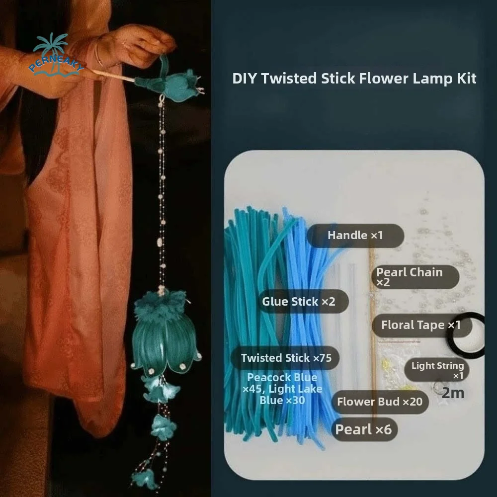 Lámpara de Campanilla Hecha a Mano con Varilla Luminosa Retorcida, Lámpara de Flor de Muguet Fácil de Hacer, Luz Floral Portátil para el Festival de Medio Otoño