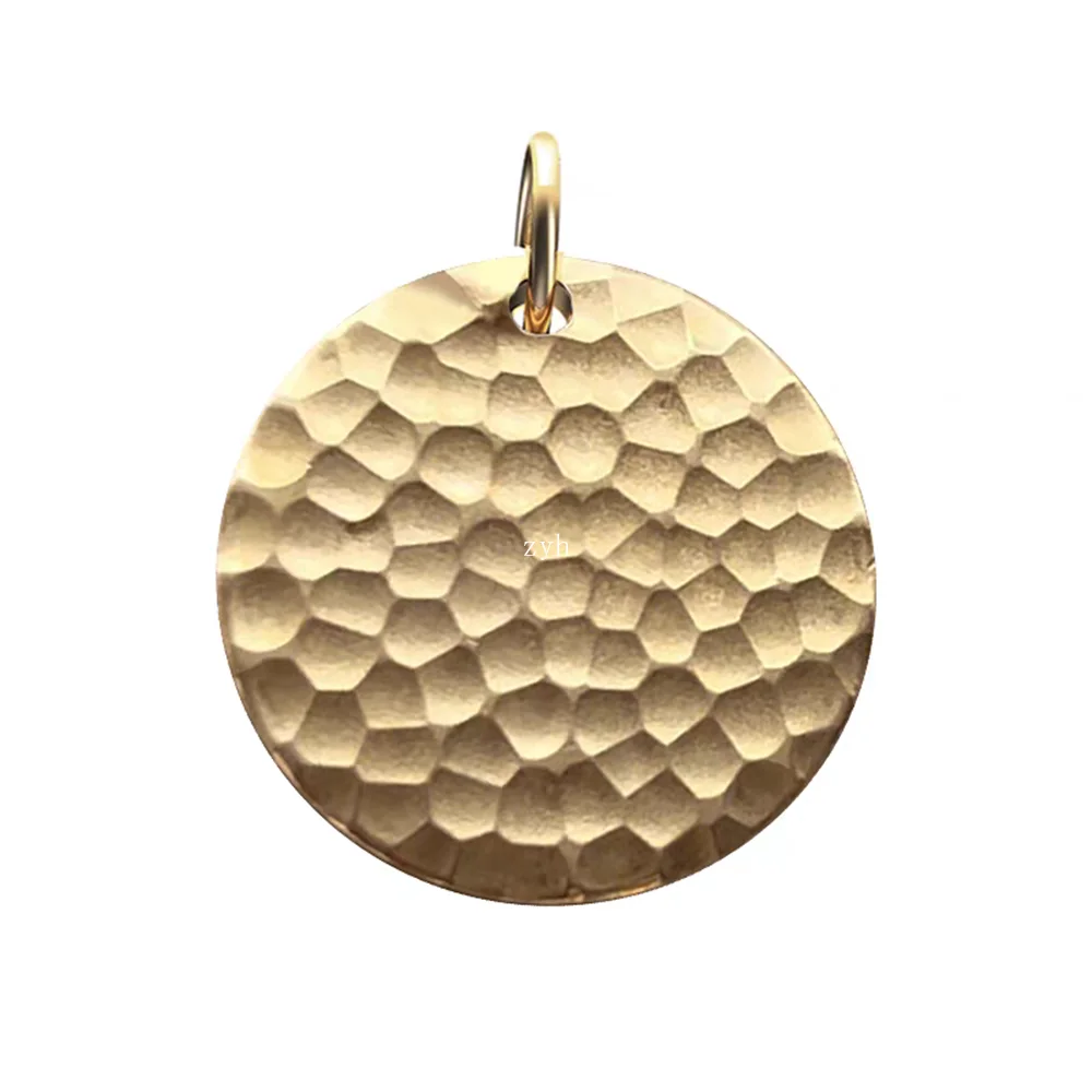 

10pcs 12Ga. Brass Discs Stamping Blanks Hammer Pattern Engraving Metal Tags